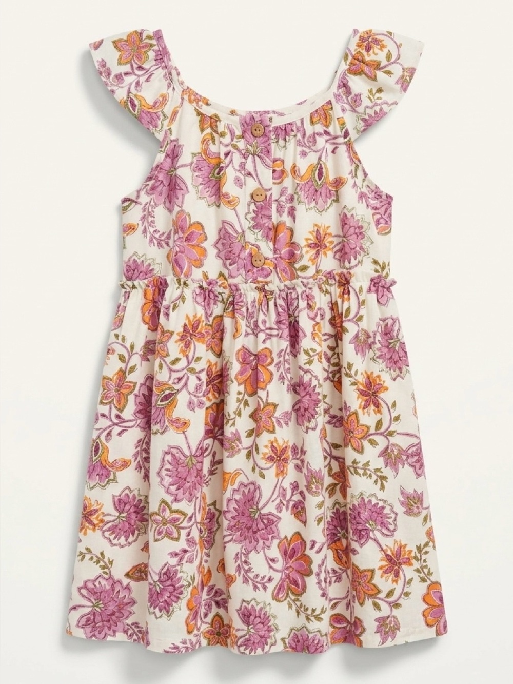 Zara Girls Floral Ruffle Sleeveless Dress Pink Cream Spring Summer 4-5Y
